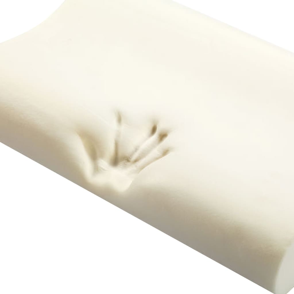 Set of 2 orthopedic memory foam pillows with velour cover for neck and head support.