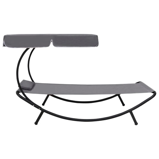 Outdoor daybed lounger 200×90×112 cm with canopy and water-repellent pillow in garden setting.
