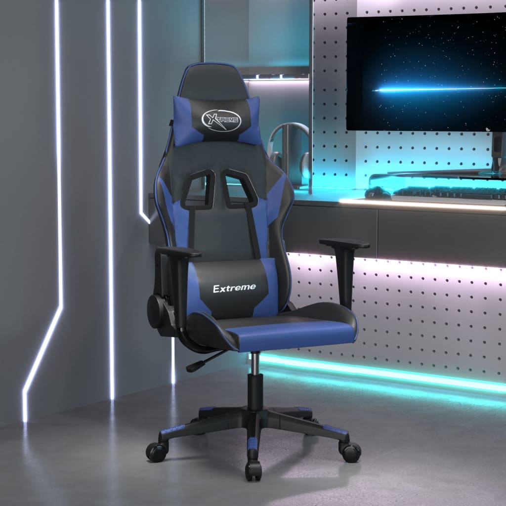 Καρέκλα Gaming Μασάζ Υποπόδιο Μαύρο/Παραλλαγή Συνθετικό Δέρμα