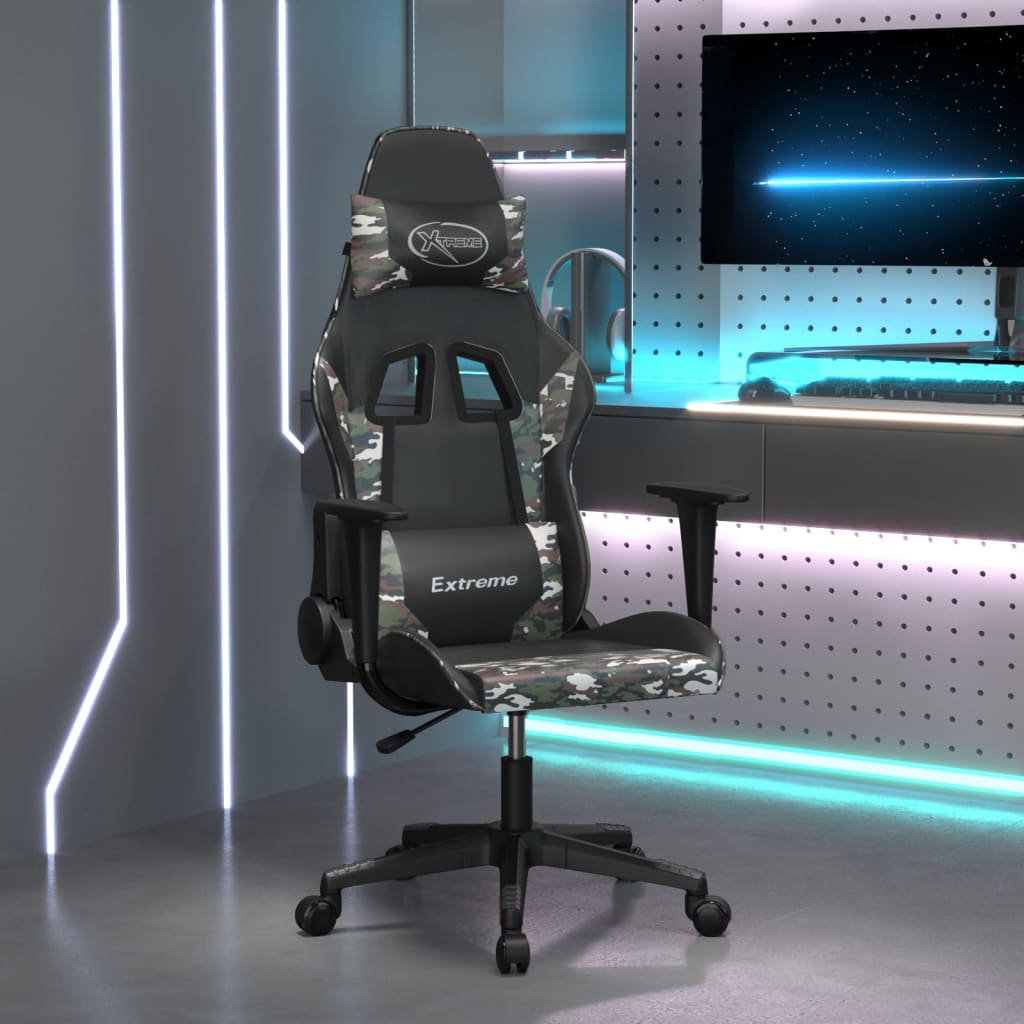 Καρέκλα Gaming Μασάζ Υποπόδιο Μαύρο/Παραλλαγή Συνθετικό Δέρμα