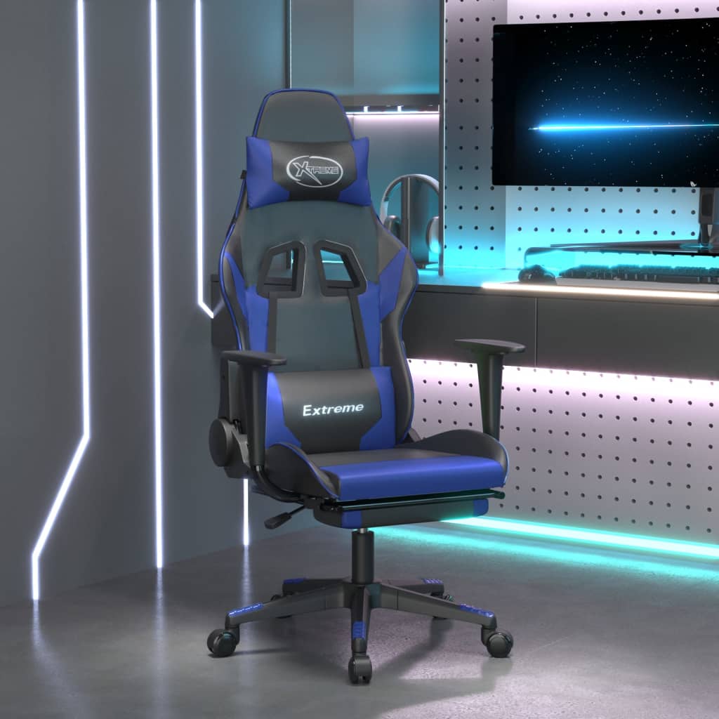 Καρέκλα Gaming Μασάζ Υποπόδιο Μαύρο/Παραλλαγή Συνθετικό Δέρμα