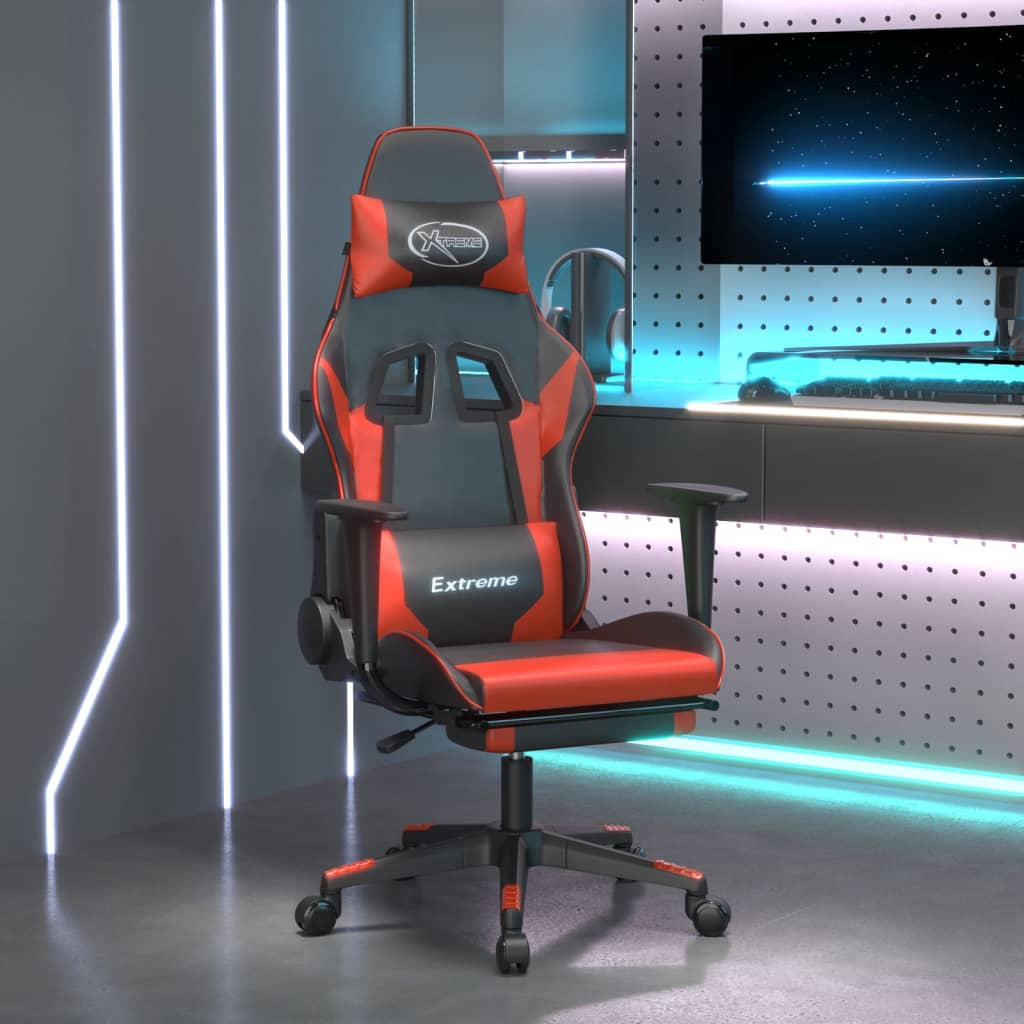 Καρέκλα Gaming Μασάζ Υποπόδιο Μαύρο/Παραλλαγή Συνθετικό Δέρμα