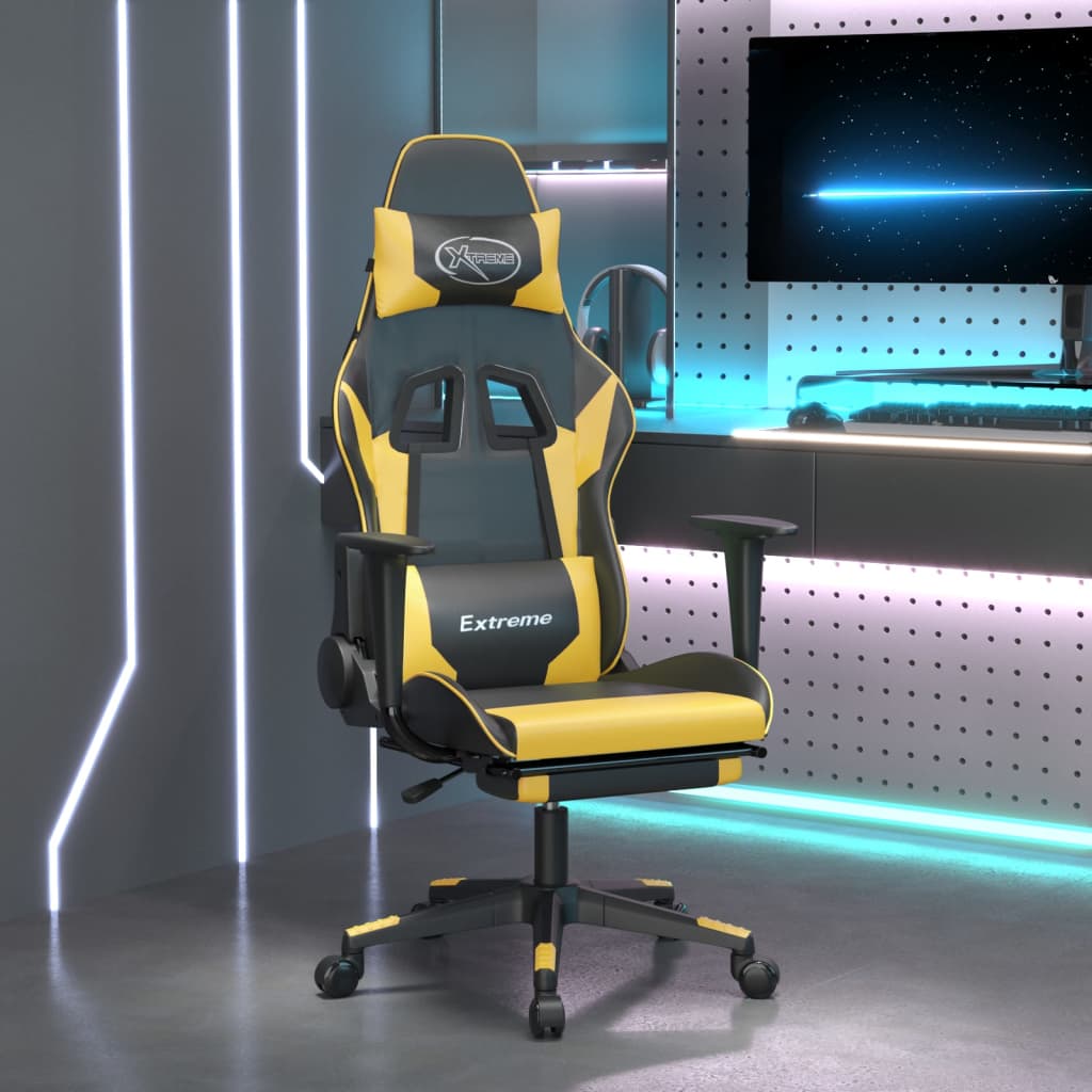 Καρέκλα Gaming Μασάζ Υποπόδιο Μαύρο/Παραλλαγή Συνθετικό Δέρμα