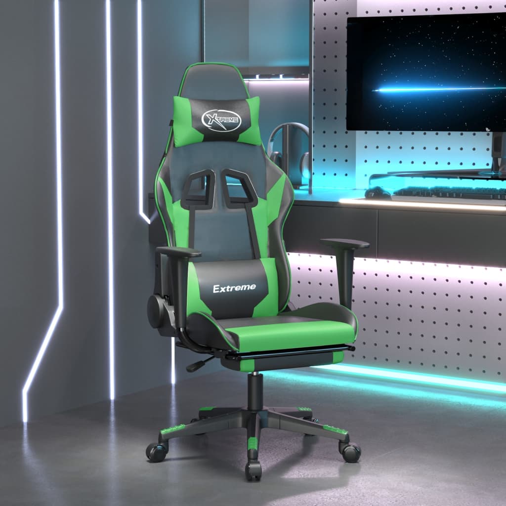 Καρέκλα Gaming Μασάζ Υποπόδιο Μαύρο/Παραλλαγή Συνθετικό Δέρμα