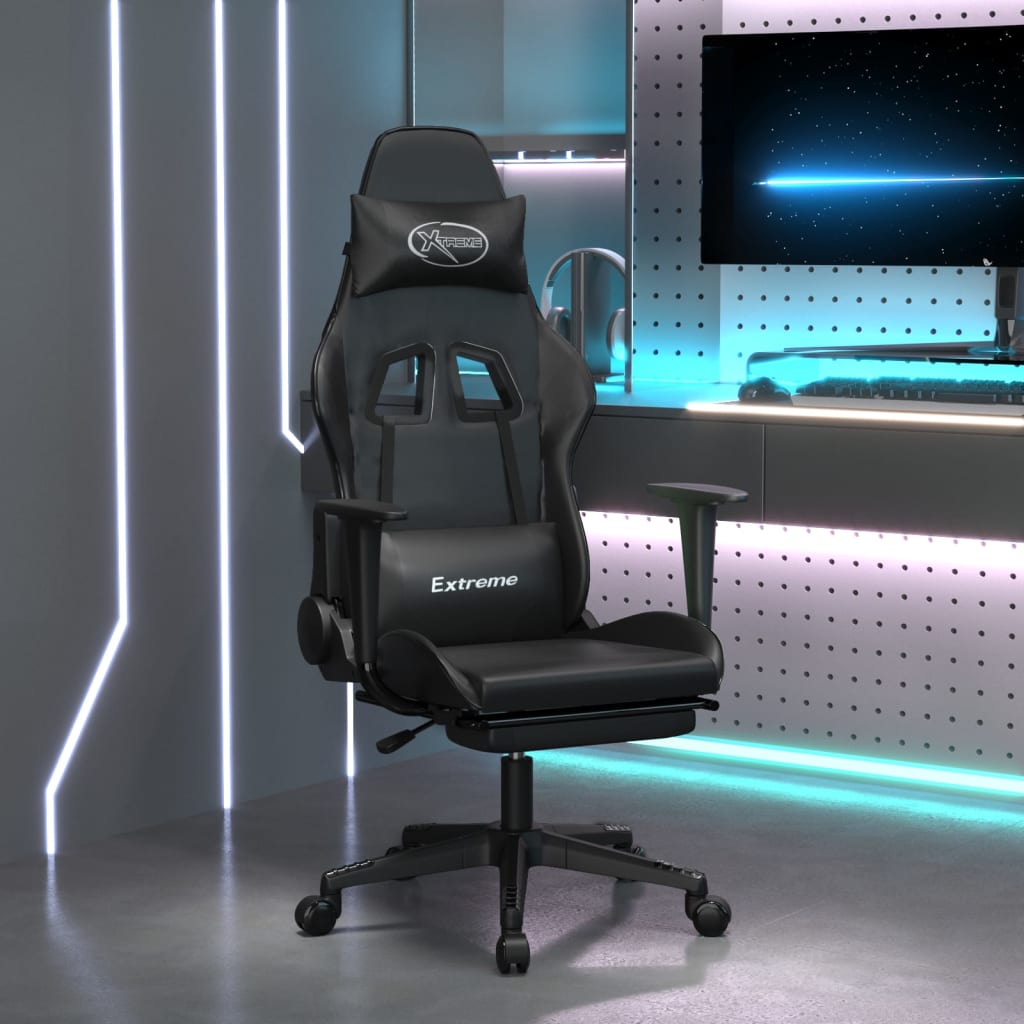 Καρέκλα Gaming Μασάζ Υποπόδιο Μαύρο/Παραλλαγή Συνθετικό Δέρμα