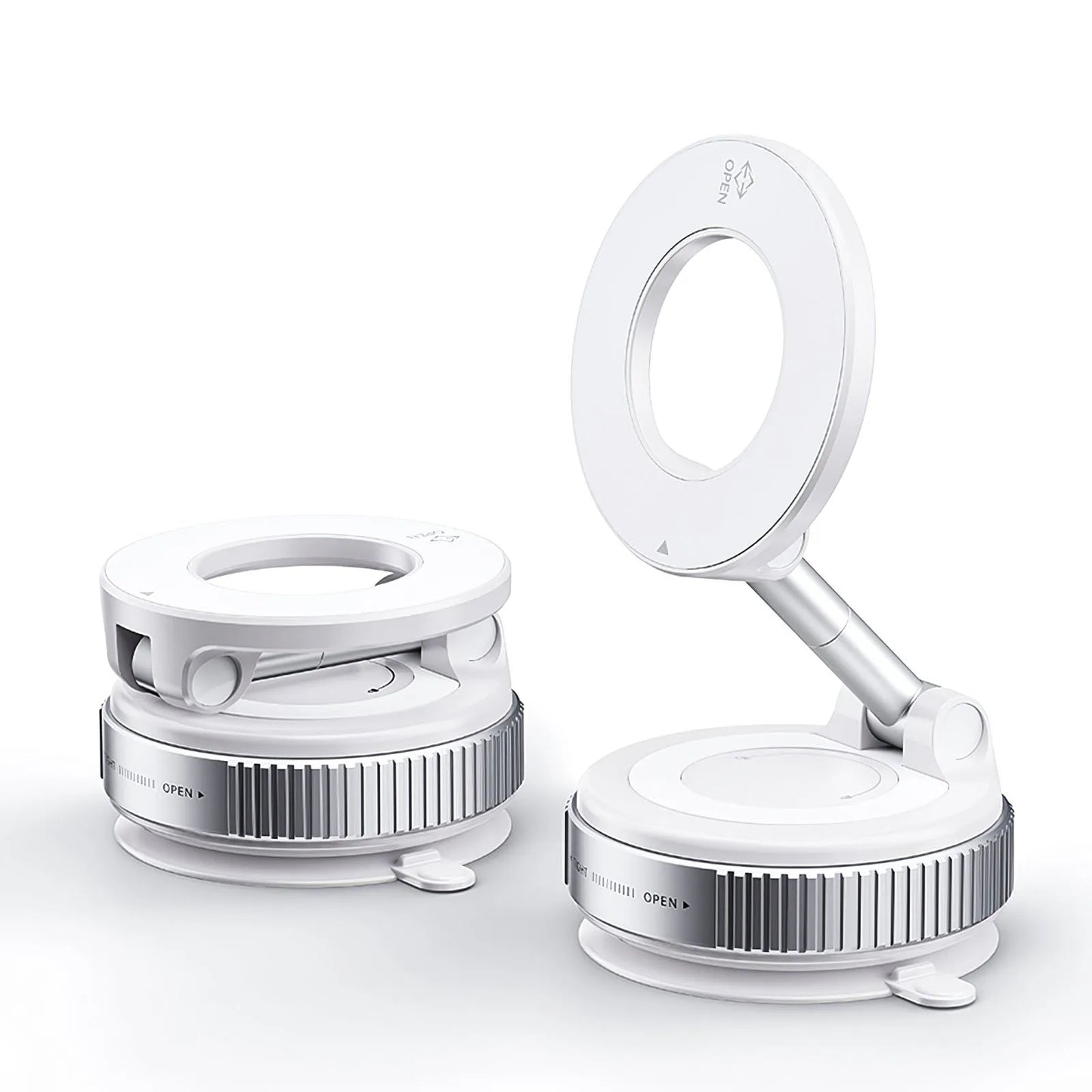Magnetic phone holder for cars with 360° rotation and strong suction, ensuring secure placement for smartphones.
