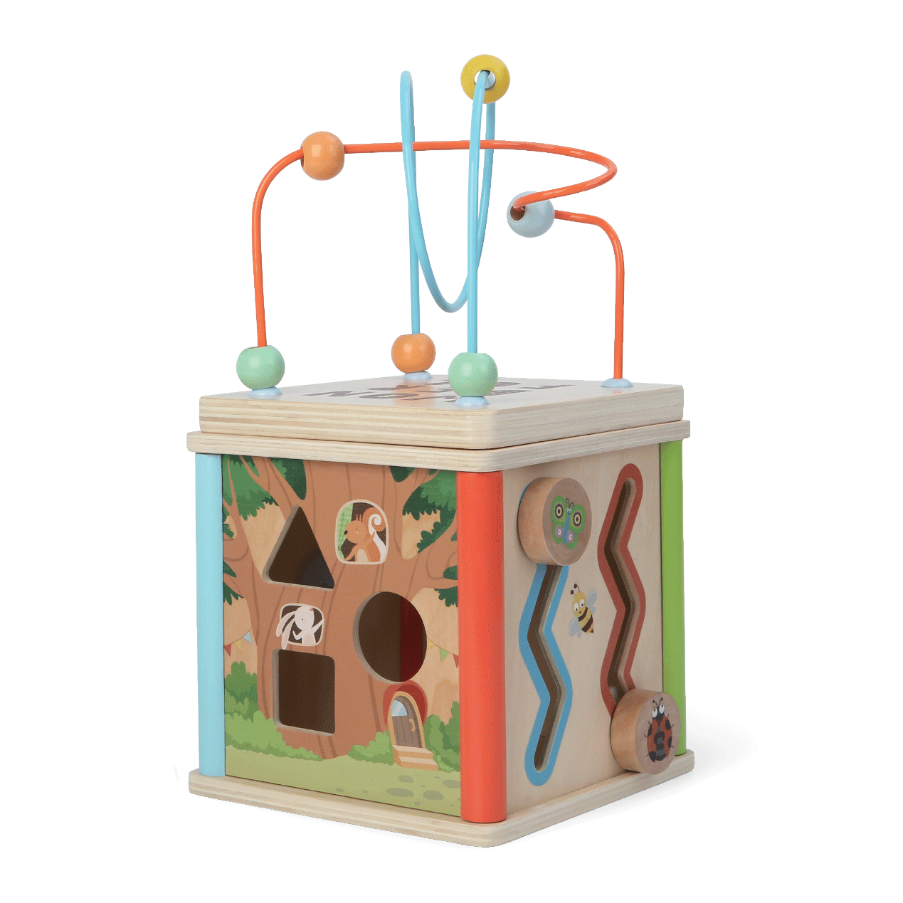 Wooden motor skills cube 15×15 cm for child development