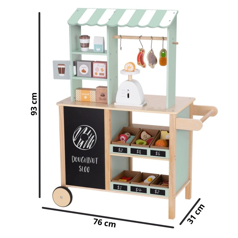 Ξύλινο παιδικό food truck 73 τεμαχίων με πάγκο και αξεσουάρ φαγητού