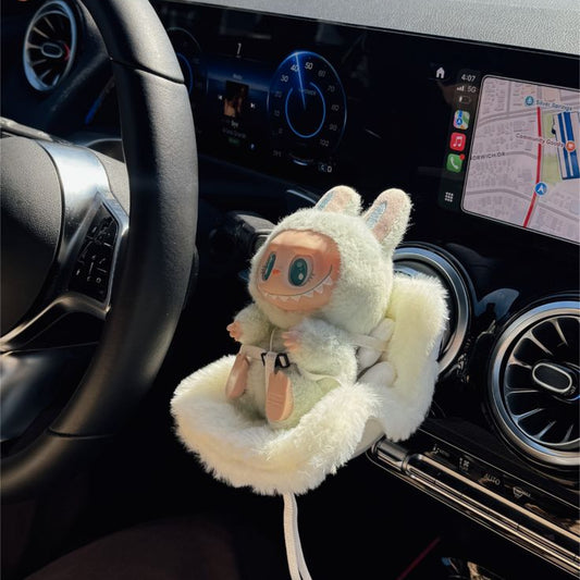 Fluffy Labubu car seat cover plush short-plush fleece 13cm