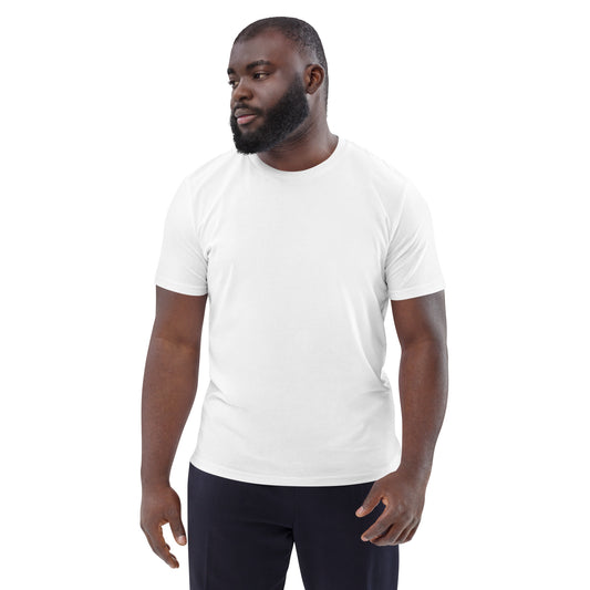 BETTER OFF UNPLANNED organic unisex T-shirt in White, front view