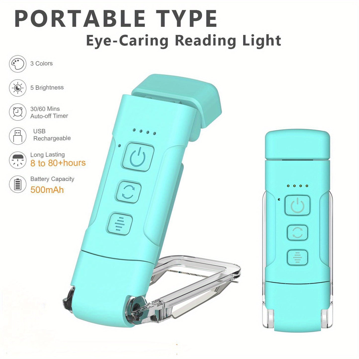 USB rechargeable HOTU Mini LED Bookmark Light with adjustable brightness and eye-care design, perfect for reading at home or office.