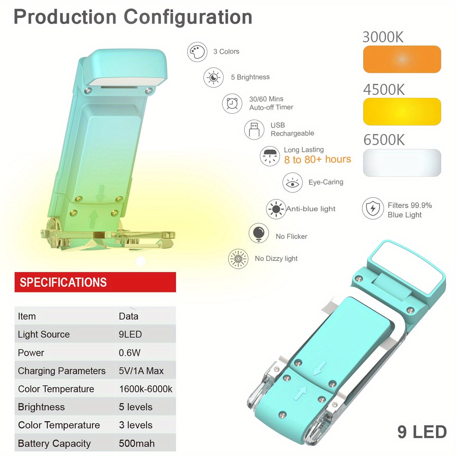 USB rechargeable HOTU Mini LED Bookmark Light with adjustable brightness and eye-care design, perfect for reading at home or office.