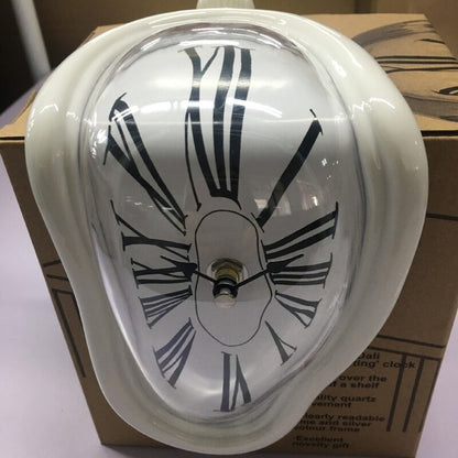 Twisted Corner melting wall clock with Roman numerals silent sweep movement