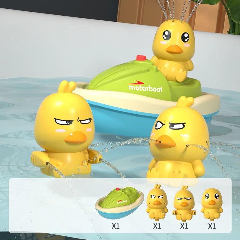 fun baby bath toy - motorboat and interactive ducks