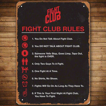 Fight Club Rules - Aluminum Sign