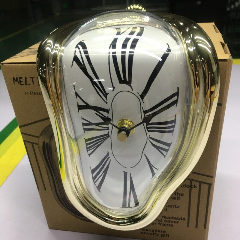 Twisted Corner melting wall clock with Roman numerals silent sweep movement