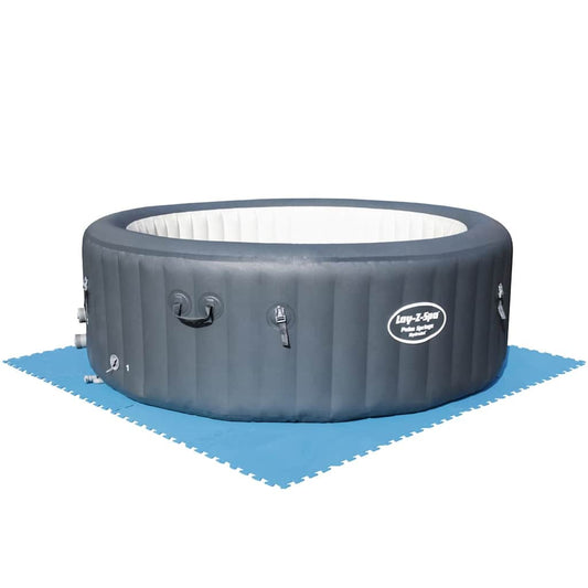 Set of 8 Bestway interlocking foam tiles 50×50 cm for above-ground pool floor protection, covering 2 m²