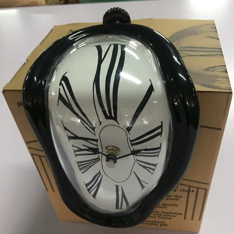 Twisted Corner melting wall clock with Roman numerals silent sweep movement