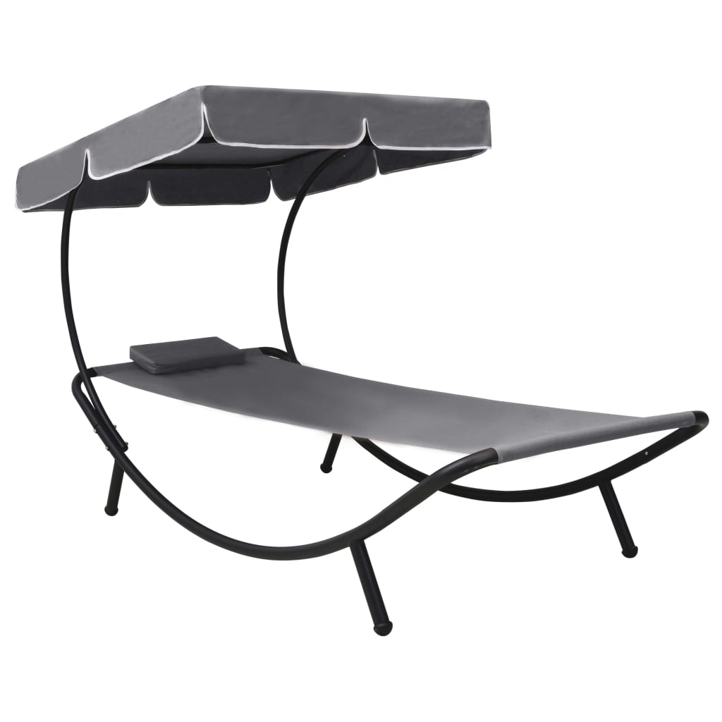 Ανακαλύψτε τη ξαπλώστρα-daybed 200×90×112 cm με ανθεκτικό Oxford ύφασμα, ατσάλινο σκελετό, σκίαστρο & μαξιλάρι – ιδανική για κήπο και βεράντα!