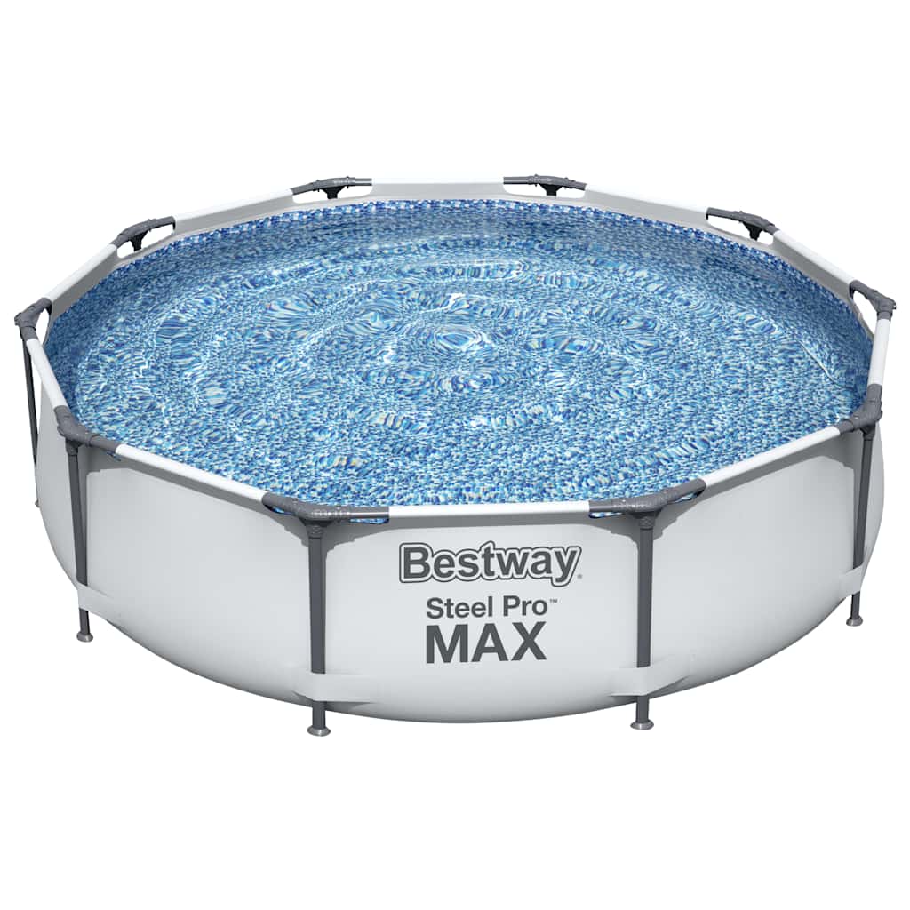 Steel Pro Max στρογγυλή πισίνα 305×76 εκ., γκρι Tritech™ τοίχοι και λευκό χείλος
