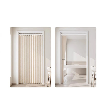 Folding no-punch waterproof door curtain polyester pleated beige 200cm high