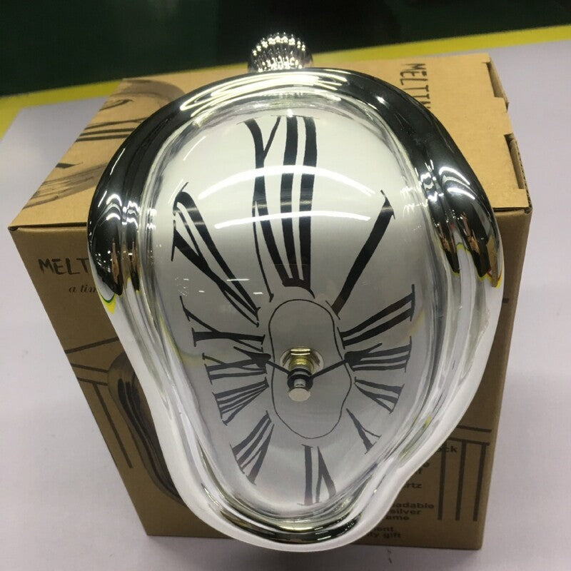 Twisted Corner melting wall clock with Roman numerals silent sweep movement