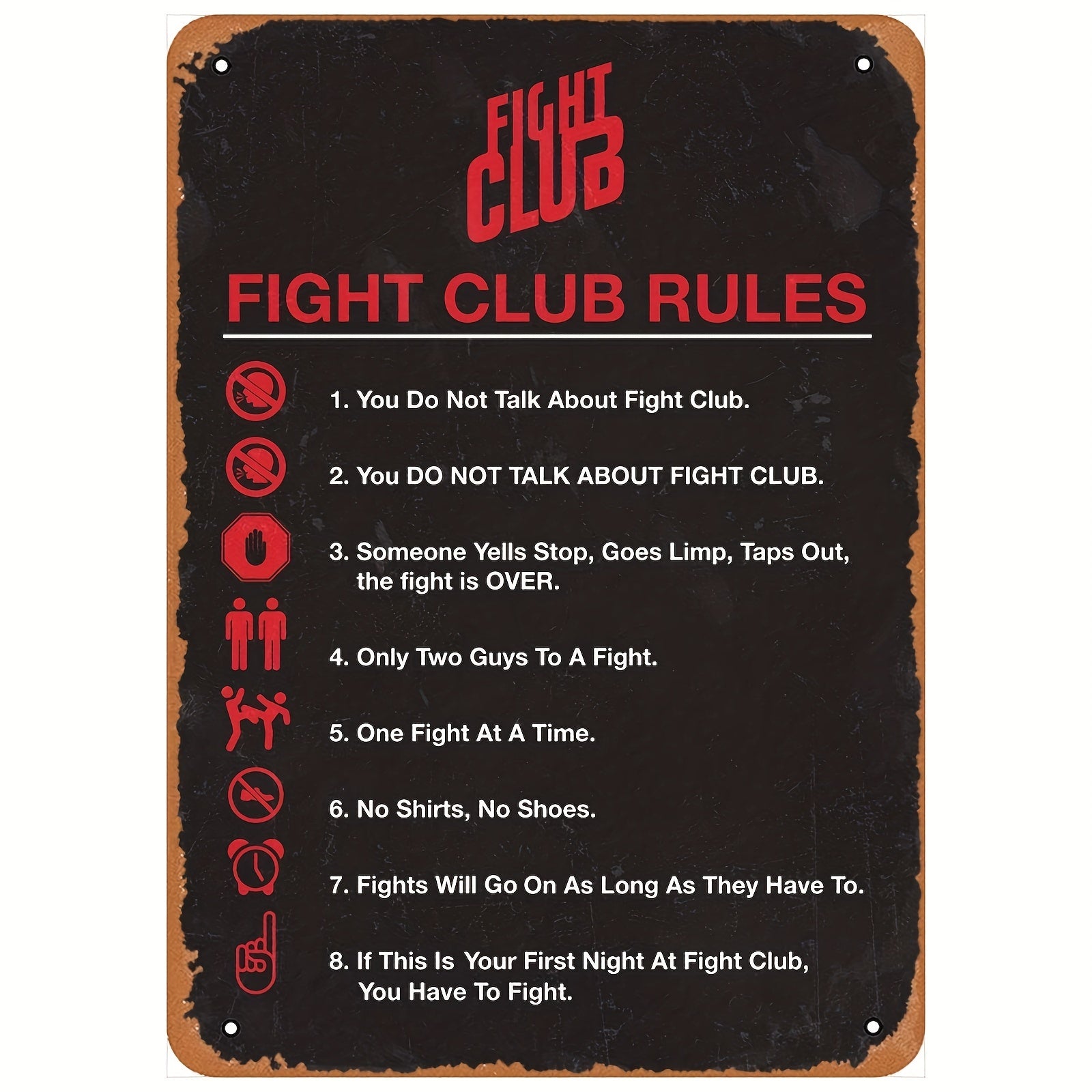 Fight Club Rules - Aluminum Sign