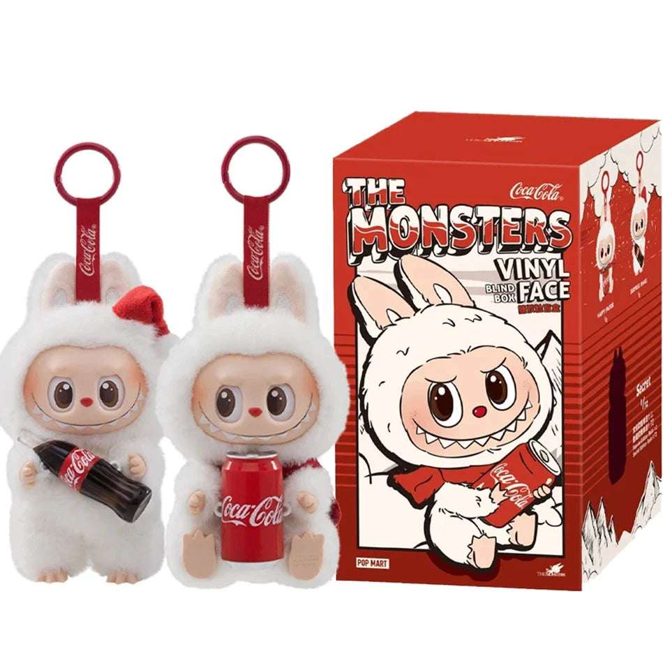 Labubu Coca-Cola collectibles plush toy set featuring two cute characters with Coke cans