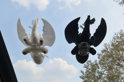 toothless style dragon plush attached on car roof cute anime dragon car accessory soft stuffed toy decoration